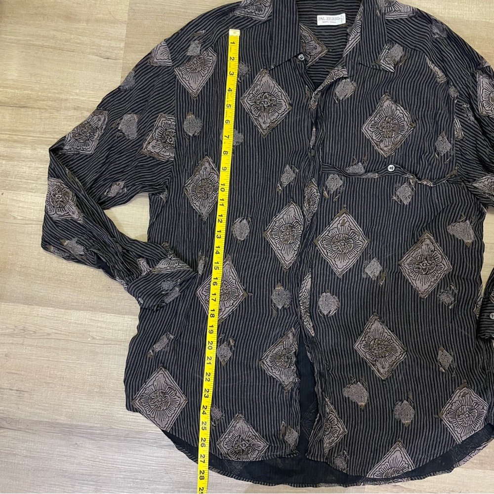 Y2K Pal Zileri patterned silky dress shirt - Picture 8 of 12